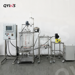 PLC防爆玻璃固相合成釜 固液分離過(guò)濾釜 100L